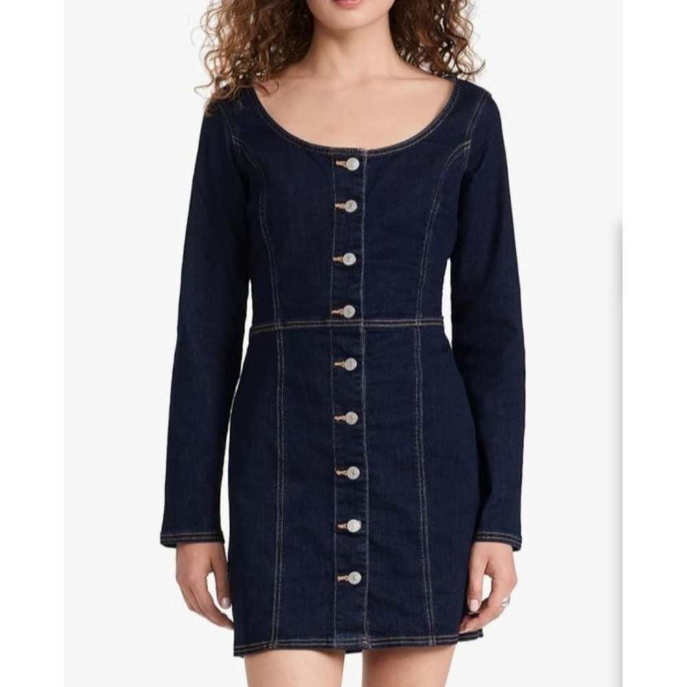 Levi's Veda Denim Dress Women's Button Front Western Y2K Casual Mini Blue L